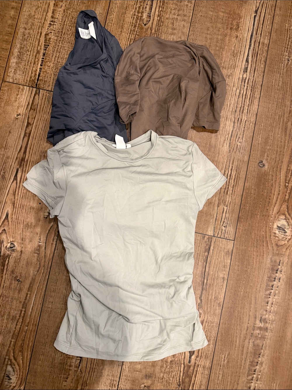 H&M Crew Neck T-Shirt Trio in Light Gray, Navy, and Brown
